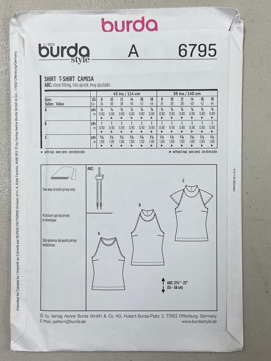 Burda Young Women's Shirt 6795 Pattern – PASADENA VACUUM & SEWING
