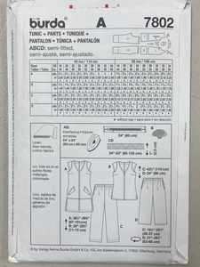 Burda 7802 Pants & Tunic Pattern